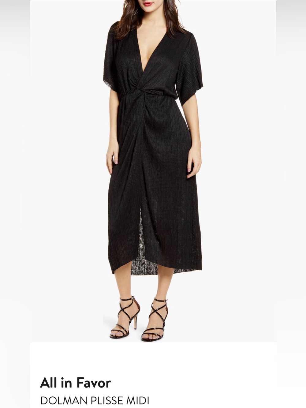 Nordstrom All in Favor Dolman Plisse Midi Dress - Black - Size Medium